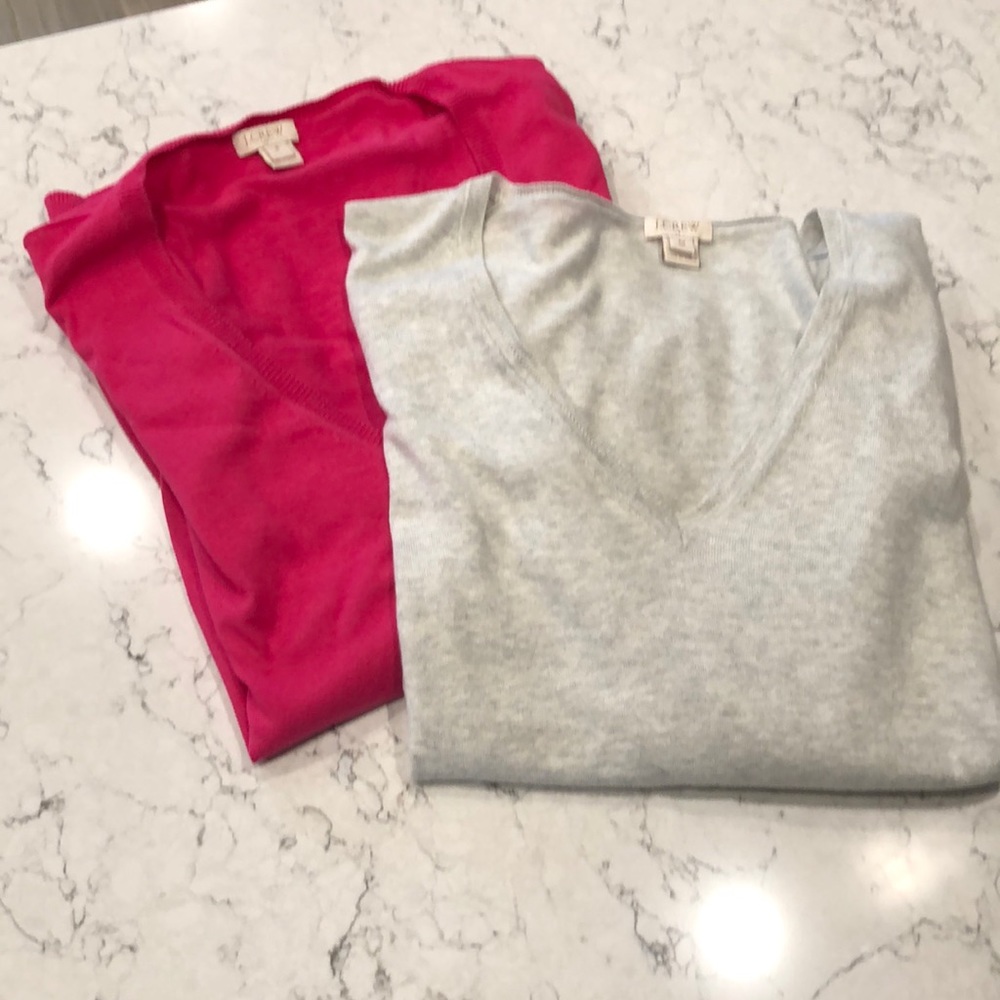 J Crew Light cotton v neck sweaters